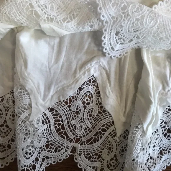 SOLD Pol L white lace boho blouse bell sleeve fairy corset beachy - Picture 4 of 9